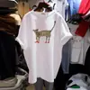 Camiseta de Algodón Puro Blanca con Leopardo de Dibujos Animados para Mujer, Manga Corta, Nueva de Verano 2026, Holgada, Cubre Vientre, Estilo Coreano, Top Versátil