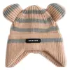 Gorro de Punto para Niños Hermano Gato Otoño e Invierno Nueva Moda Rayas Personalizadas Protección para Orejas Lana Cálida Versátil para Bebés Niños y Niñas