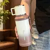 Caneca Isolada com Alça de Aço Inoxidável Grande Capacidade Tampa de Uso Duplo com Canudo Copo de Água para Homens Casa Outdoor Portátil Chaleira para Cozinhar Chá