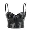 Bolsa tiracolo de couro de peixe transfronteiriça feminina roupa externa curta elástica costas bonitas sutiã DS boate sexy couro PU osso de peixe envolto no peito