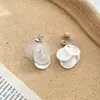 Pendientes Largos Redondos Blancos Estilo Francés Súper Hada Japoneses y Coreanos Moda Elegante Versátil Pinzas para Orejas sin Perforar en Forma de Espiral para Mosquitos