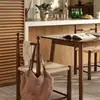 Silla de Comedor de Madera Maciza y Ratán Vintage de Diseñador Estilo Retro Francés Silla de Escritorio de Ratán Silla de Ocio para Casa de Huéspedes Cafetería