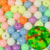 100 peças/pacote contas redondas acrílicas luminosas cor macaron translúcida furo reto para pulseira DIY acessórios de joias