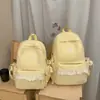 Nova Mochila de Nylon Bordada com Laço, Casual e Simples, para Alunos do Ensino Fundamental II e Médio, com Design de Acabamento em Renda