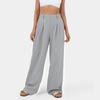 Calças esportivas femininas transfronteiriças, plus size, soltas, cor sólida, pernas largas, casual para atividades ao ar livre, musculação, cintura alta