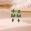 Pendientes de Plata de Ley S925 Chapados en Oro con Jade Natural Yiluyin, Nuevo Estilo Chino Diseño de Gota de Agua, Pendientes Versátiles Elegantes y de Moda