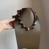 ¡Tan especial! Collar Cuadrado con Lunares Estampado Leopardo Ámbar para Mujer Diseño de Nicho Exagerado Cadena Creativa para Clavícula Nuevo Estilo Principios de Otoño