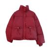 Abrigo corto de algodón acolchado de otoño e invierno 2023 para mujer, cuello alto, estilo coreano, pequeño abrigo de algodón acolchado grueso con forro polar, abrigo de pan, abrigo de invierno