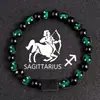 Pulseras Transfronterizas Europeas y Americanas Más Vendidas, Doce Constelaciones, Vidrio Negro, Piedra Ojo de Tigre Verde, Pulseras Hechas a Mano con Cuentas, Venta al por Mayor desde Fabricantes