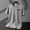 Fabricante Directo Camiseta de Manga Corta de Seda de Hielo para Hombre Tendencia 2025 Casual Moderna para Hombre Cuello Redondo Manga Media Verano Nueva Camiseta