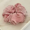 Goma para el pelo de tela con purpurina fina impresa estilo coreano con artesanía tie-dye, Lazo para el pelo moderno, Accesorio para el pelo versátil y elegante