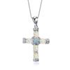 Colgante de platino con cruz de estilo europeo y americano de Amazon transfronterizo, collar de ópalo con diamantes, estilo ins, entrega de una sola pieza