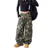 Pantalones de trabajo de camuflaje con pentagrama estilo americano de pierna ancha para mujer, novedad otoño 2026, pantalones de camuflaje curvos de corte holgado, modernos