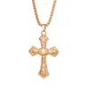 Tohm Moda Transfronteriza Acero Inoxidable Fundición a Presión Colgante de Cruz Joyería Hip-Hop Retro para Hombre Collar de Cruz de Alta Gama