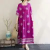 Bata de Noche de Algodón y Seda con Estampado Vintage para Mujer, Manga Corta de Verano, Corte Holgado, Tallas Grandes, Vestido Estilo Vacaciones para Mujeres de Mediana Edad y Mayores