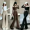 Pantalones acampanados simples de alta gama transfronterizos para mujer, nuevo otoño 2026 de cintura alta, adelgazantes, largos, versátiles, casuales, hasta el suelo