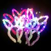 Faixa de cabeça luminosa varrer código enviar cabelo comprido orelhas de coelho luminosas Novo Produto Faixa de cabeça de orelhas de coelho de pelúcia LED 14 luzes