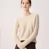 Suéter 100% cachemira pura para mujer, cuello redondo, engrosado, con diseño de hombro raglán, patrón de punto trenzado, manga larga y estilo jersey