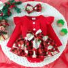 Bao Pago Comércio Exterior Transfronteiriço Europa e Estados Unidos Outono e Inverno Novo Traje Fofo para Meninas Macacão de Escalada de Natal para Bebê Roupa de Coelho Xadrez
