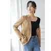 Suéter Quadrado Curto para Mulheres Novo Branco Slim Fit Suéter para Usar por Baixo Top Preto de Manga Longa
