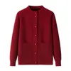 Roupas da Moda para Mães: Novo Cardigan Suéter Casaco Outono-Inverno para Mulheres de Meia-Idade e Idosas, Tricô com Gola Redonda, Transfronteiriço