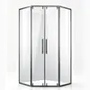 Diseño de mampara de ducha con forma de diamante personalizado, mampara de baño con puerta doble deslizante plateada, mampara de ducha de vidrio templado para baño