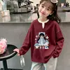 Estiloso Top Infantil de Manga Longa para Primavera e Outono, Novo Estilo, Malha Waffle, Falso Duas Peças, Versátil, Casual, Soltinho