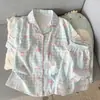 Fábrica Directa Conjunto de Pijama de Algodón Nube de Verano para Mujer 2026 Nuevo Estilo Manga Corta Pantalones Cortos para Niña Estudiante Dibujos Animados Ropa de Casa