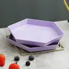 Prato Criativo para Ossos Hexagonal de Palha de Trigo Prato de Frutas Plástico Doméstico Prato de Lanches Prato de Jantar Infantil