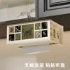 Caixa de lenços de parede para uso doméstico, sem necessidade de furar, caixa de armazenamento de guardanapos para cozinha, porta-papel higiênico para banheiro