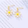 Moda Corea del Sur Pendientes de Flor para Mujer Simples Dulces Frescos Pendientes de Pétalo de Sol con Gota de Pegamento Pendientes de Margarita Joyería