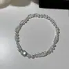 Hebilla cuadrada de fritillaria microincrustada collar de perlas Shijia de dos capas Cadena para clavícula apilada de color mixto de lujo ligero para mujer