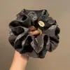 Novo Lenço Quadrado Gradiente Estilo Chinês, Elástico de Cabelo para Mulheres, Tamanho Grande com Toque de Luxo, Corda Quadrada para Cabelo, Acessório de Cabelo para Rabo de Cavalo Baixo