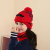 Gorro de invierno para mujer, nuevo gorro de punto de moda coreana con máscara y bufanda cálida de terciopelo, gorro de lana con barba.