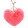 Llavero de Peluche con Forma de Corazón Rojo de Moda para Pareja, Colgante de Bola de Pelo de Conejo Sintético para Bolso, Accesorio para Coche al por Mayor