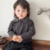 Suéter de Punto Elegante de Otoño para Niños, Suéter Rayado con Cuello Campana Estilo Coreano, Conjunto de Primavera para Bebé, Ropa de Moda para Bebés