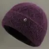 Invierno Nuevo Estilo Sombrero de Lana para Mujer Sombrero para Personas de Mediana Edad y Mayores Cálido Plus Terciopelo Engrosado Sombrero de Punto Estilo Mamá Impermeable de Algodón