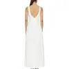 Vestido largo sin mangas de estilo europeo y americano de alta gama con cuello barco, corte ajustado, dobladillo grande plisado, espalda descubierta en V Amazon