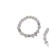 Pulseira de Quartzo Rosa Natural com Design de Flecha de Cupido e Coração, Trevo de Quatro Folhas de Madrepérola Único, Joia Empilhável para Mulheres