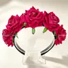 Diadema de Flores Artificiales de Rosa Vintage Transfronteriza, Accesorio para el Cabello de Niña Pastoral Estilo Bosque, Tocado Glamuroso para Sesión de Fotos de Novia
