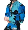 2026 Camisa de Manga Larga Estampada en 3D para Hombre de Venta Caliente Europea y Americana Moda Tendencia Cárdigan Superior de Lunares Degradados