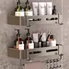 Estante de Almacenamiento para Ducha, Cesta Triangular Multifuncional de Aluminio Espacial para Baño sin Taladro, Colgador de Pared para Baño