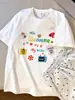 Camiseta Suelta Chic Coreana Antienvejecimiento 2026 Verano Nuevo Diseño de Nicho Top de Algodón con Estampado de Manga Corta para Mujer
