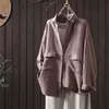 Estilo Nuevo de Primavera Camisa de Algodón Puro Holgada con Solapa Top de Manga Larga para Mujer Cardigan de Color Sólido Chaqueta Camisa de Algodón de Gasa de Doble Capa