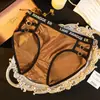 Nuevos de Verano Cintura Media Estampado de Letras Satén de Lujo Seda de Hielo Sin Costuras Sexy Hueco Algodón Puro Calzones para Mujer