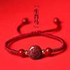 Pulsera de Cinabrio Natural para el Año del Zodiaco Femenino, Doce Signos del Zodiaco, Cuerda Roja Tejida a Mano, Pulseras de Pareja para Hombre y Mujer
