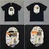 Camiseta unisex de manga curta da marca tendência BAPE, co-branded com design de camuflagem de cabeça de macaco, caimento solto de alta qualidade