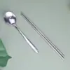 Colher de aço inoxidável 304 Hashi criativo para casa Colher de aço inoxidável cabo longo Colher pontiaguda Colher redonda Pacote de estudante Atacado