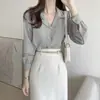 El tamaño ha sido actualizado. Top chic coreano versátil elegante francés, camisa de mujer holgada y estilizada 17974
