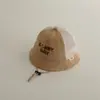 Chapéu Meia-Malha Sunny Girls com Letra Moda Série Maillard Transfronteiriça Chapéu de Sol para Bebê Chapéu de Pescador Versátil para Crianças